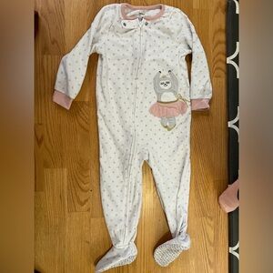 Carter's White & Pink Sloth Footed One-Piece Pajamas